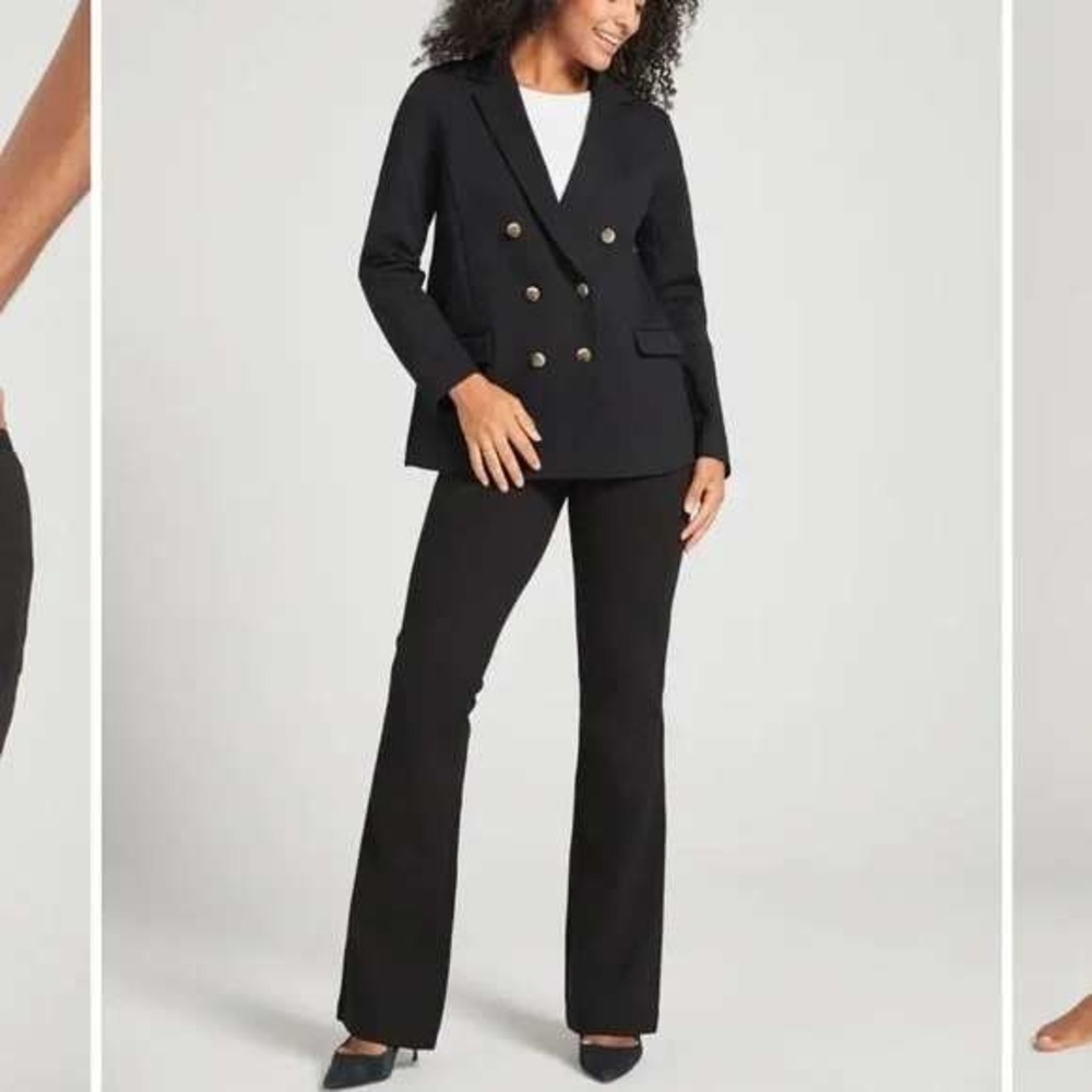 Betabrand Dress Yoga Pants Stretch M Medium Petite‎ Short Black Flare Pull On